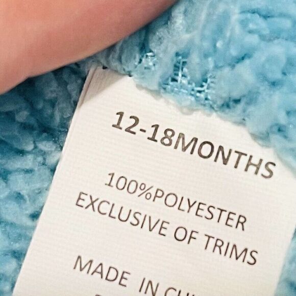 Mud Pie girls blue brown animal print fleece jacket 12-18 months - Picture 6 of 6